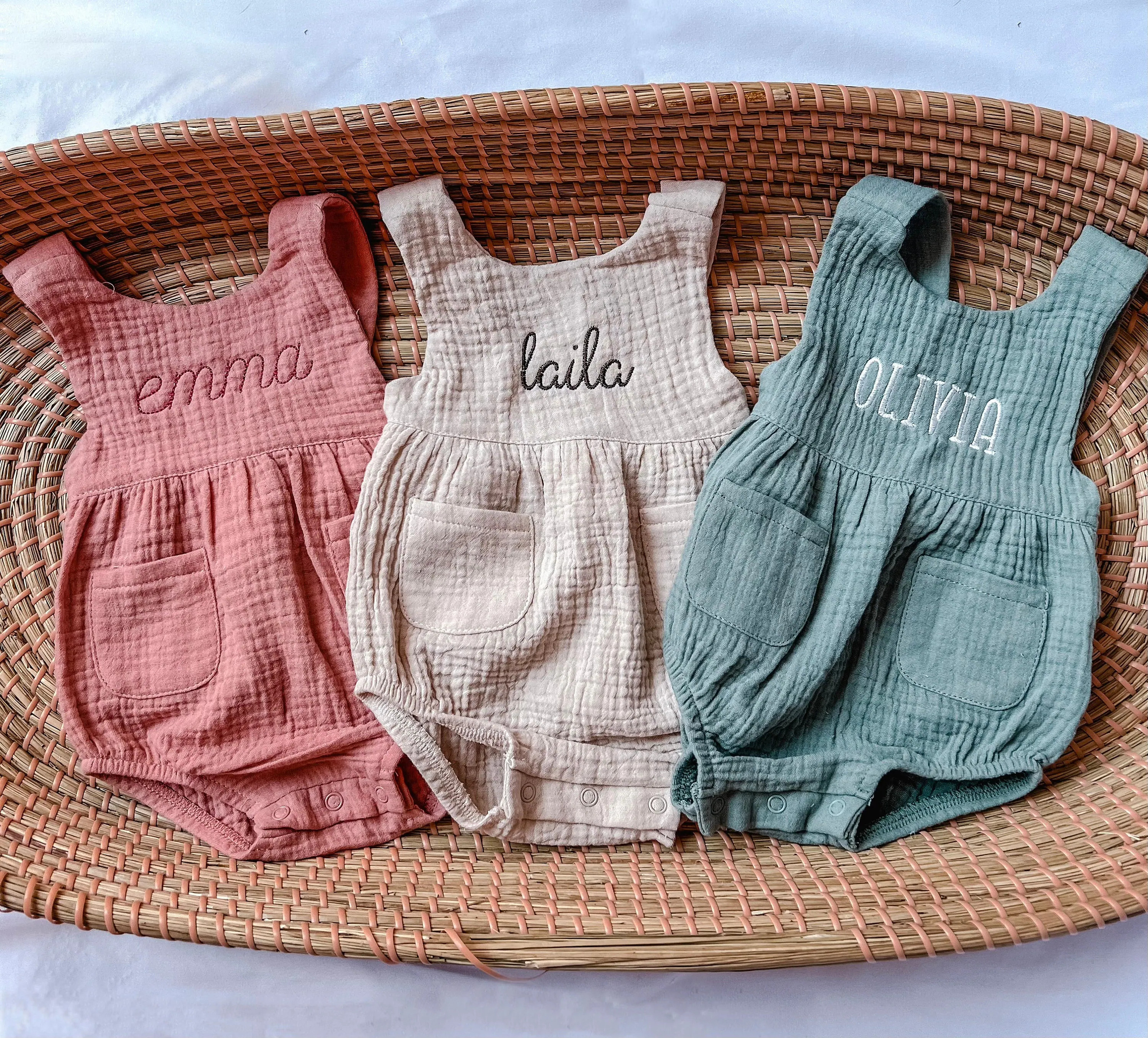 Organic Cotton Personalized Romper Name & Pregnancy Announcement Newborn Girl Embroidered Outfit ... | Etsy (US)