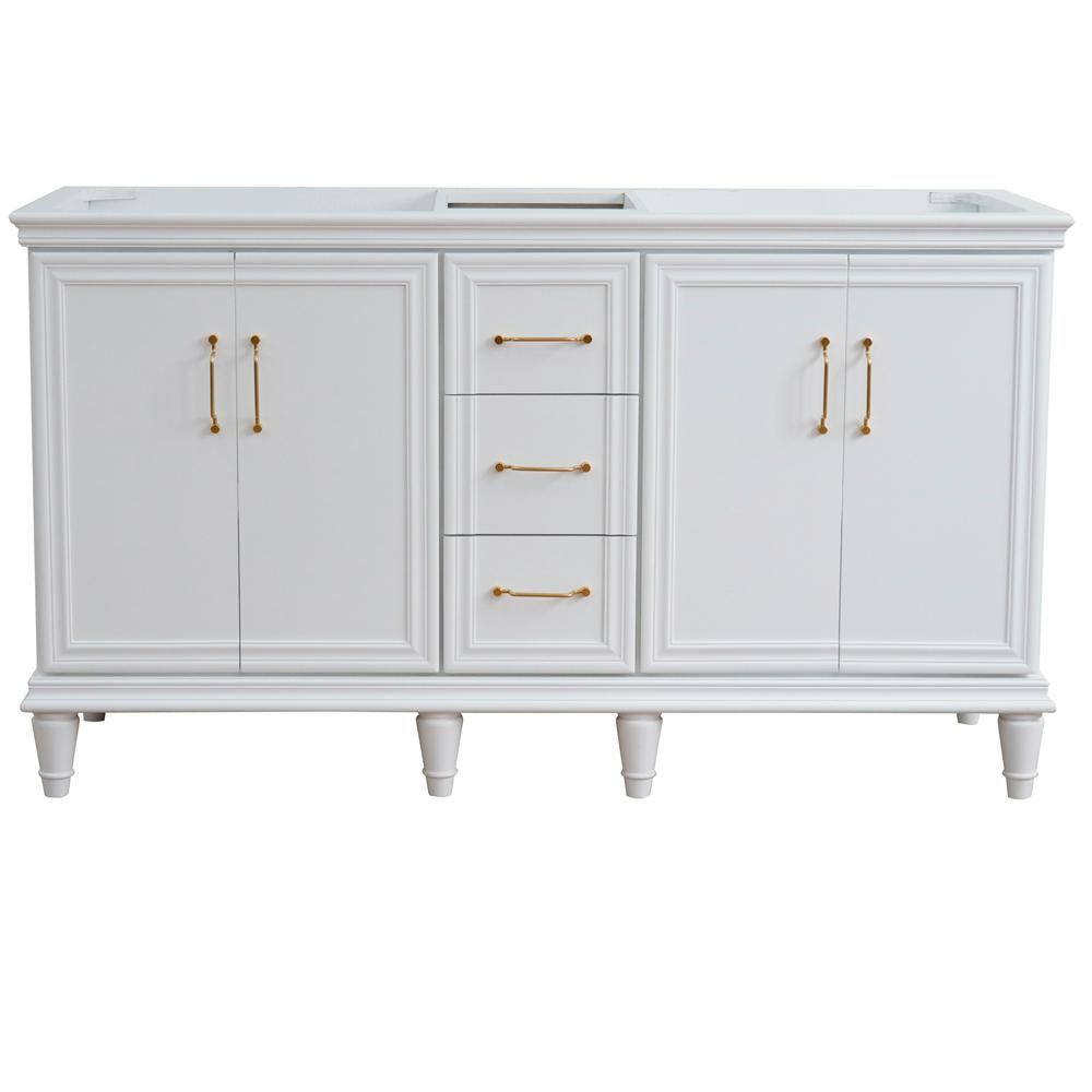 Bellaterra Home 60 in. W x 21.5 in. D Double Bath Vanity Cabinet Only in White-800-60D-WH - The H... | The Home Depot