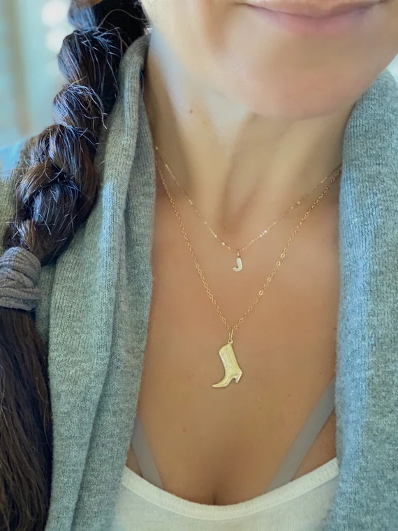 Cowboy Boot Necklace Cowgirl Boot Necklace Gold Cowboy Boot - Etsy | Etsy (US)
