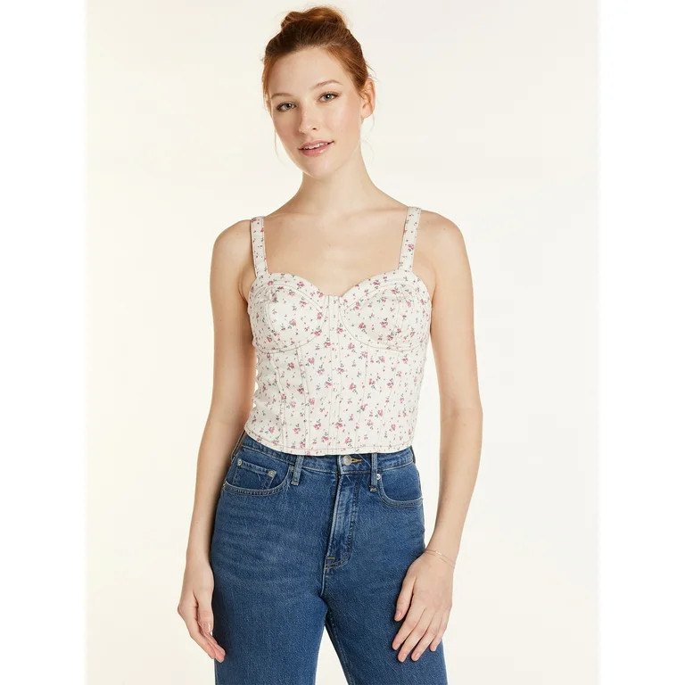 No Boundaries Juniors’ Denim Corset Top, Sizes XS-XXXL | Walmart (US)