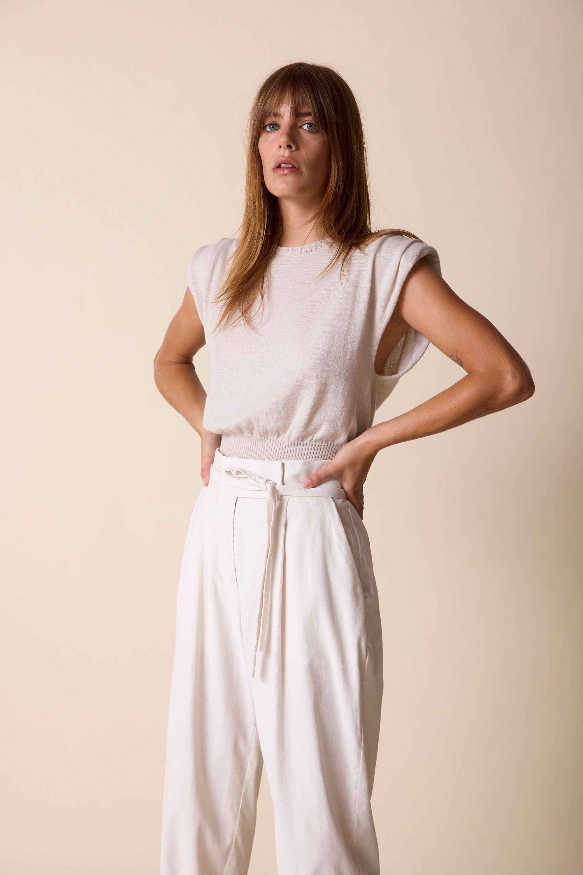 St Roche Sierra Padded Shoulder Sweater- Nougat | THE YES | THE YES