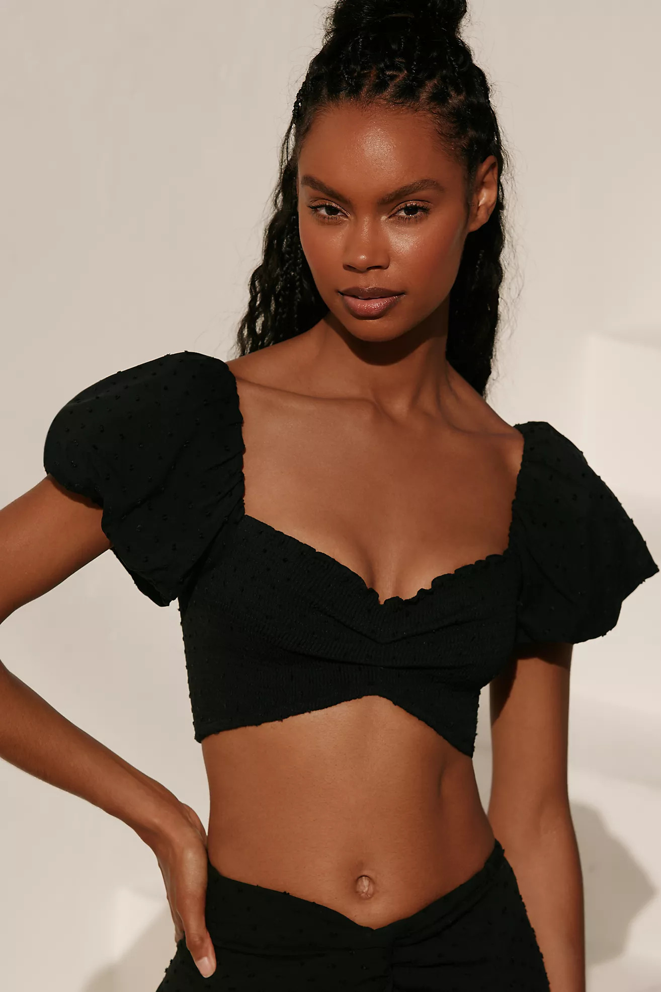 Peixoto Louisa Off-Shoulder Gathered Puff-Sleeve Crop Top | Anthropologie (US)