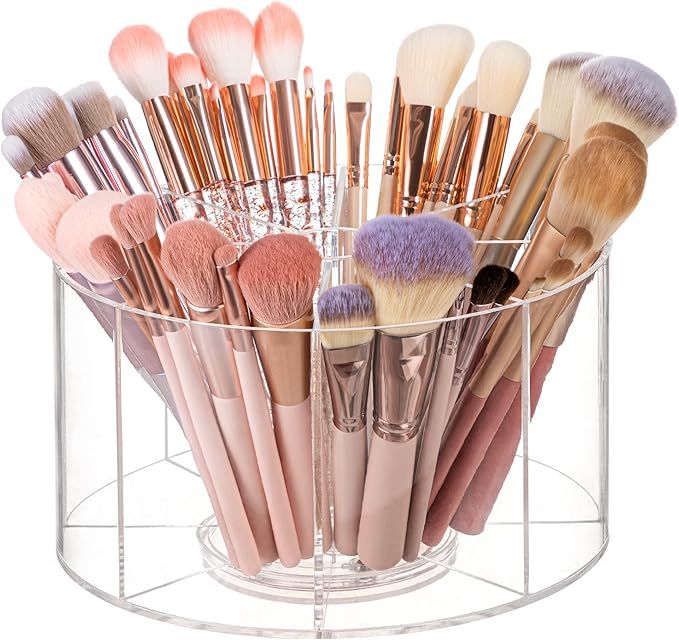 HBlife Clear 360 Rotating Makeup Brush Holder Organizer, 8.26 x 8.26 x 4.48 Inches Acrylic Makeup... | Amazon (US)