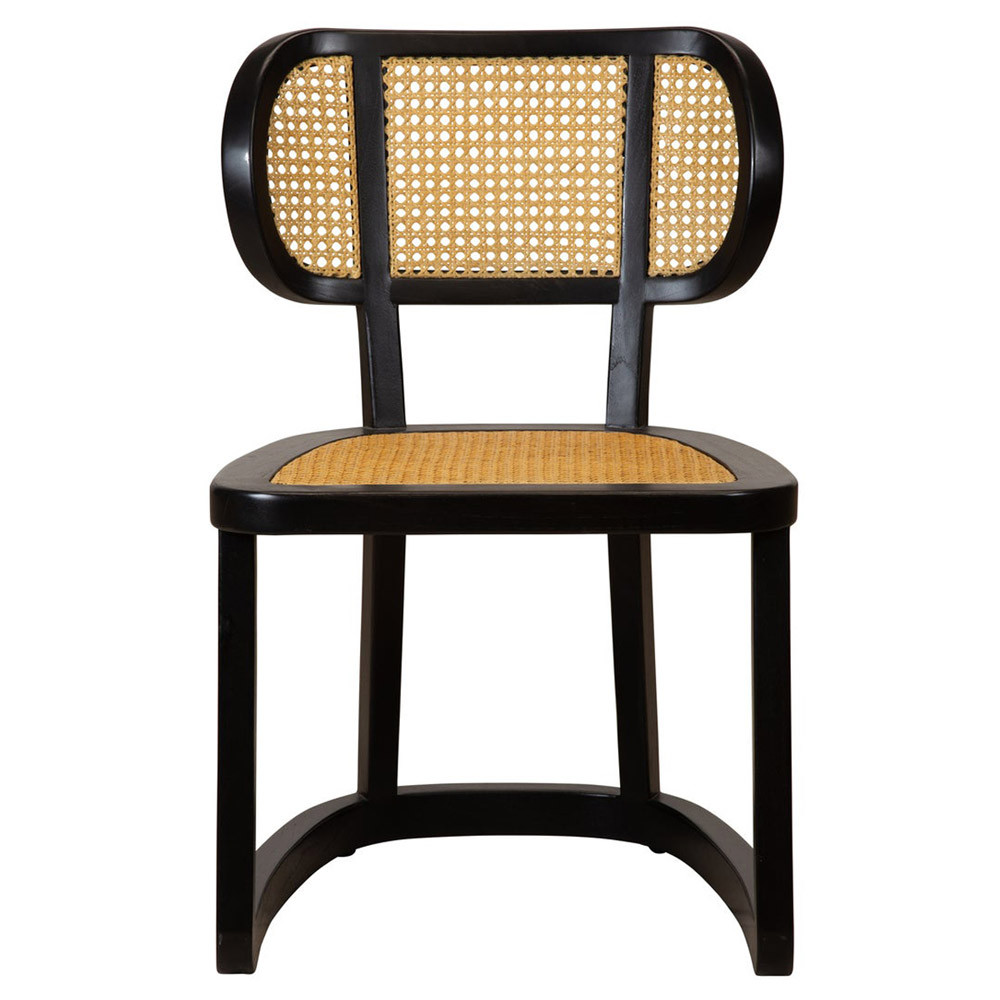 Woven Stockholm Coastal Black Wood Natural Cane Dining Side Chair | Kathy Kuo Home