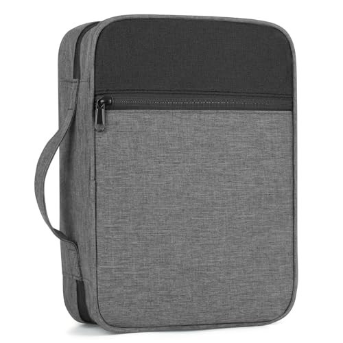 Bible Cover with Durable Handle, Carrying Book Case Church Bag Bible, Protective with Zippered Pocket, Bible Study Accessories Supplies, Book Protector for Book Lovers, GreyBlack | Amazon (US)