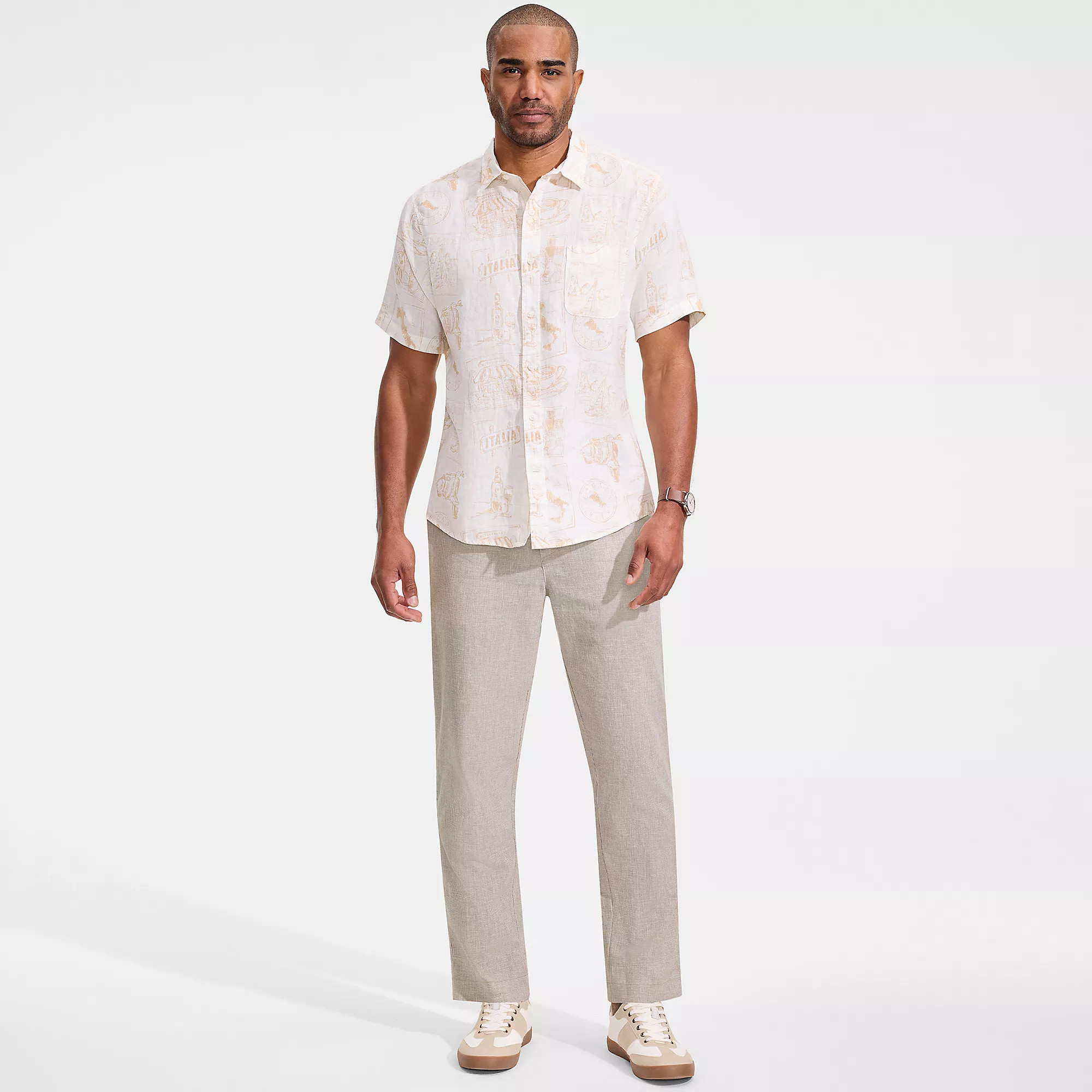Men's Linen Cotton Elastic Waist Pant | Lands' End (US)