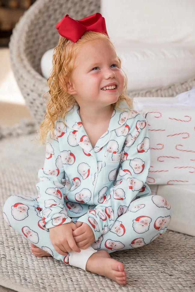 Believe In The Magic Kids Santa Print Pajama Set | Pink Lily