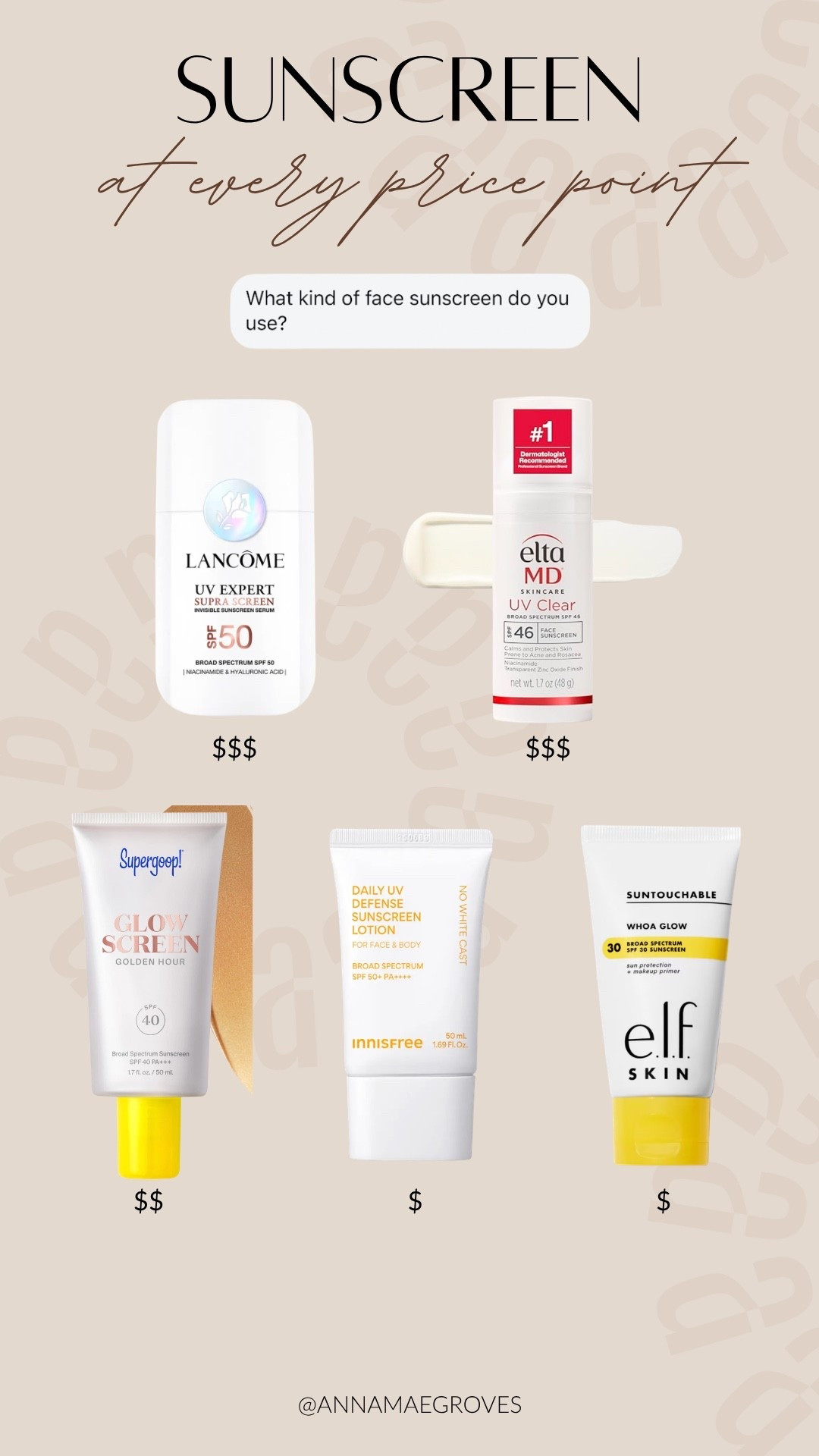 My favorite sunscreens at different price points! 

#LTKBeauty #LTKOver40 #LTKselfcare