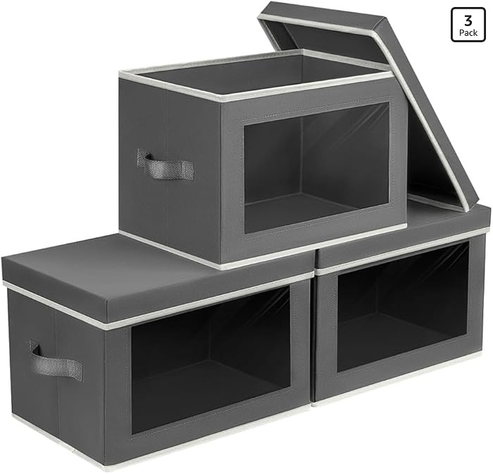 Homsorout Storage Bins with Lids - Fabric Storage Boxes with Lids, Collapsible Storage Bins with ... | Amazon (US)