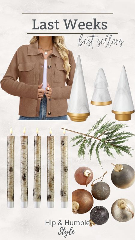 This weeks follower favorites include sweater jackets birch candles, ornaments and Christmas greenery stems  

#LTKHoliday #LTKhome #LTKSeasonal