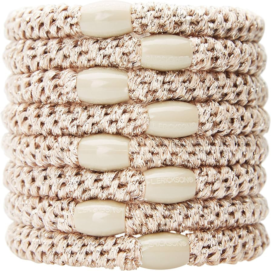 L. Erickson Grab & Go Ponytail Holders - Set of Eight, Metallic Beige | Amazon (US)