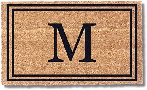 Coco Mats 'N More Black Double Bordered Monogrammed Coco Doormat 22" x 36" with Vinyl Backing | D... | Amazon (US)