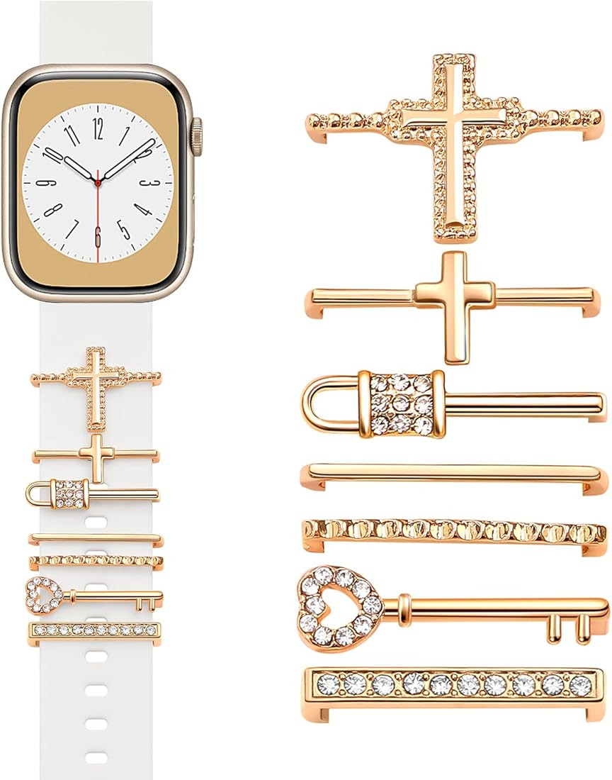 Apple Watch Band Charms,Cute Metal Decorative Ring Loops Charms for iWatch Series 7 6 5 4 3 2 1 S... | Amazon (US)