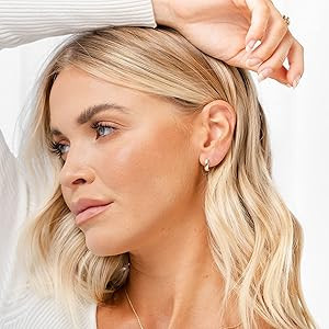 PAVOI 14K Gold Plated 925 Sterling Silver Post Ultra Thick Huggie Earring | Women's Mini Hoop Ear... | Amazon (US)