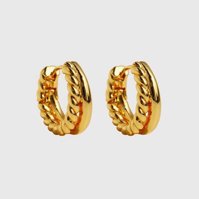 Alilang Women's Textured Hoop Earrings - Gold | Target