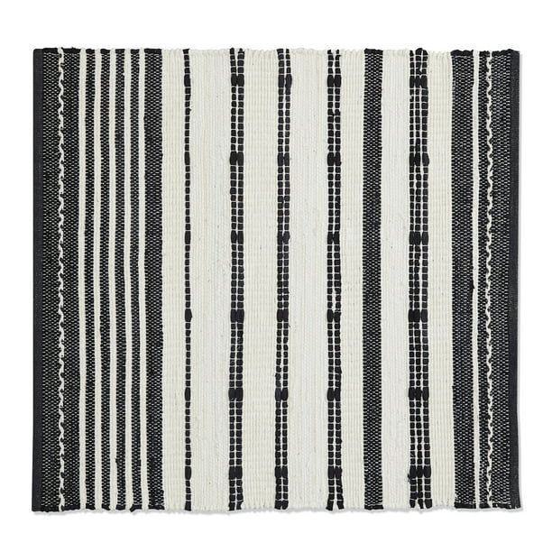 Better Homes & Gardens Black & White Striped Accent Rug, 30" x 46" | Walmart (US)