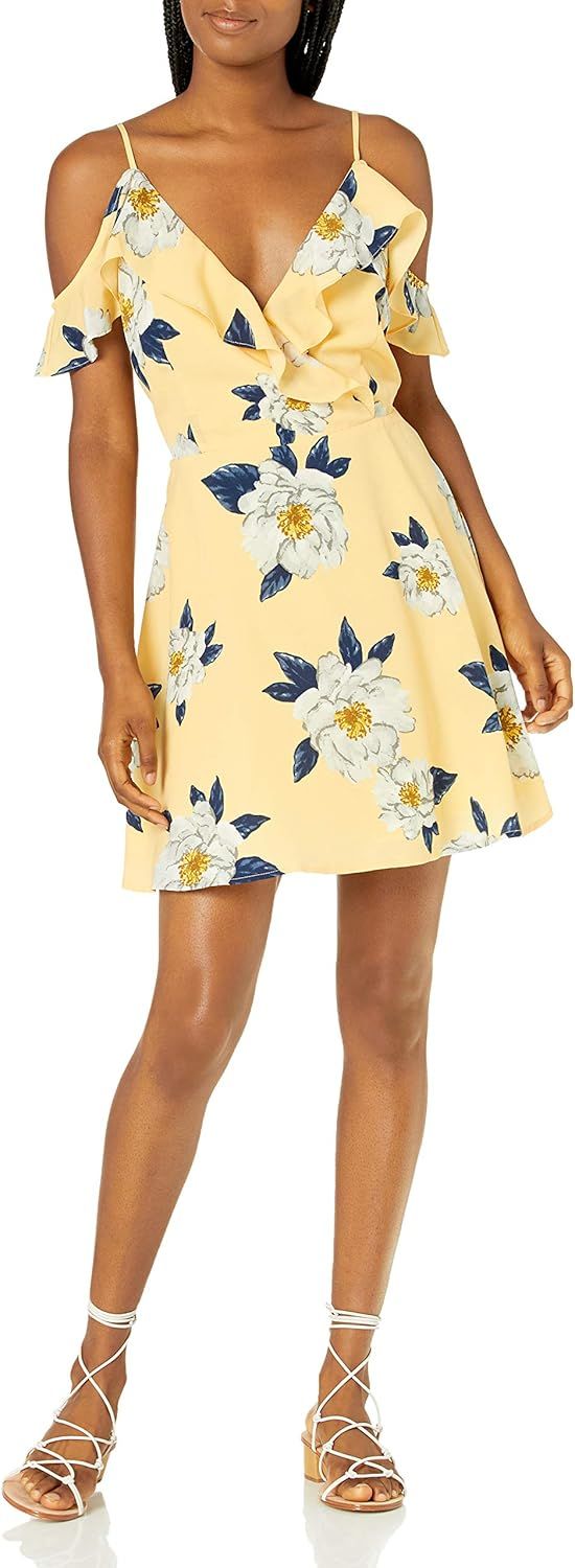 JOA Women's Flower Print Cold Shoulder Flare Dress | Amazon (US)