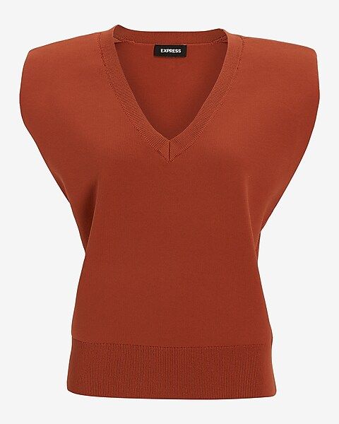 V-Neck Padded Shoulder Sweater Vest | Express