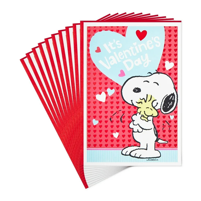 Hallmark Peanuts Valentine's Day Cards (Snoopy and Woodstock Hugs), Pack of 10 | Walmart (US)
