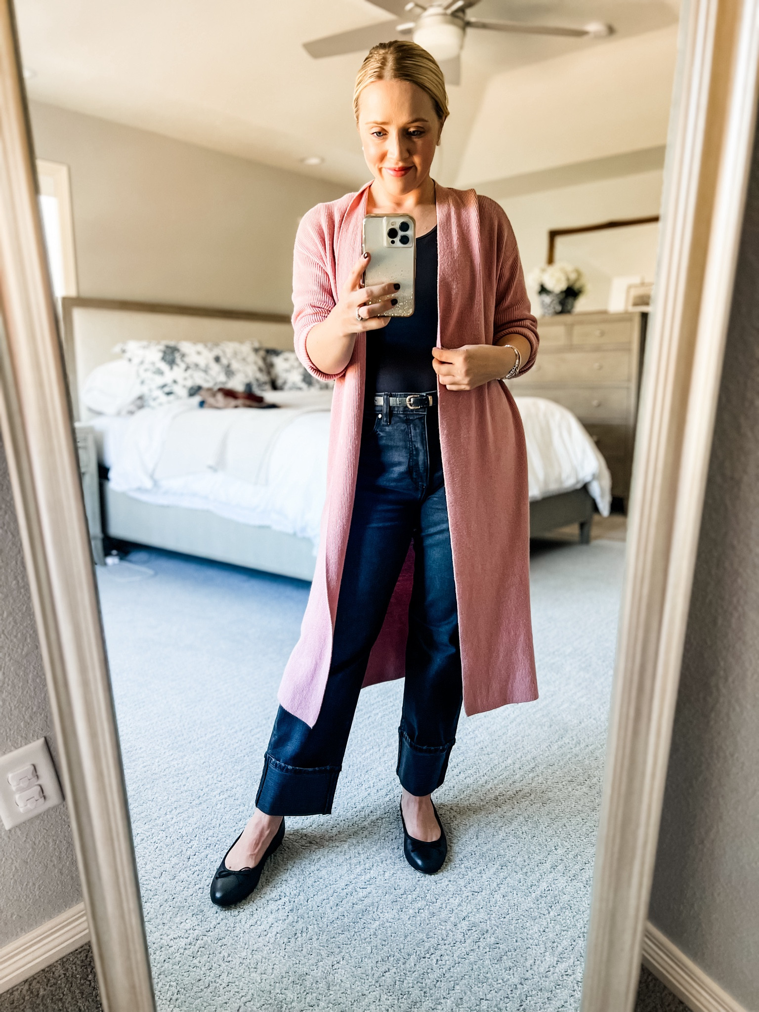 Exact jeans have sold out, but sharing lots of petite sized options! Duster cardigan is old and linking similar styles. Exact shoes and t shirt fit tts.
Fall outfit. Black jeans. Petite jeans. Fall outfits. Ballet flats. Black flats.  

#LTKFindsUnder100 #LTKSaleAlert