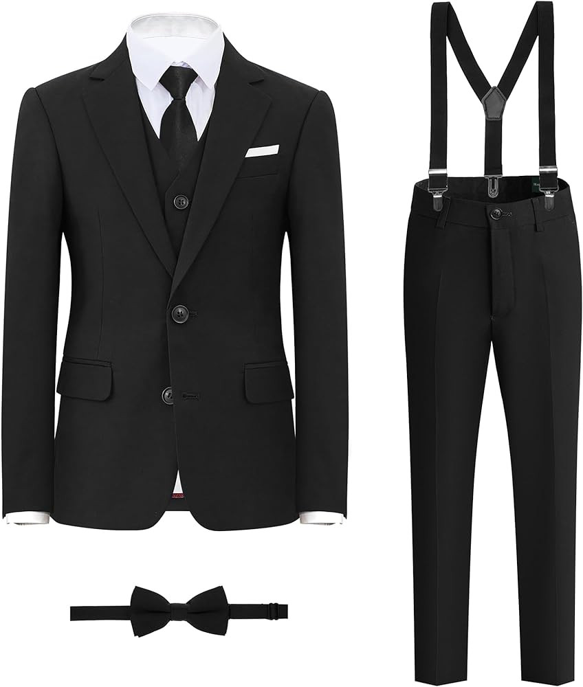 Boys' Formal Suit Set, with Suspenders, Double Vents, Adjustable Waist | Amazon (US)