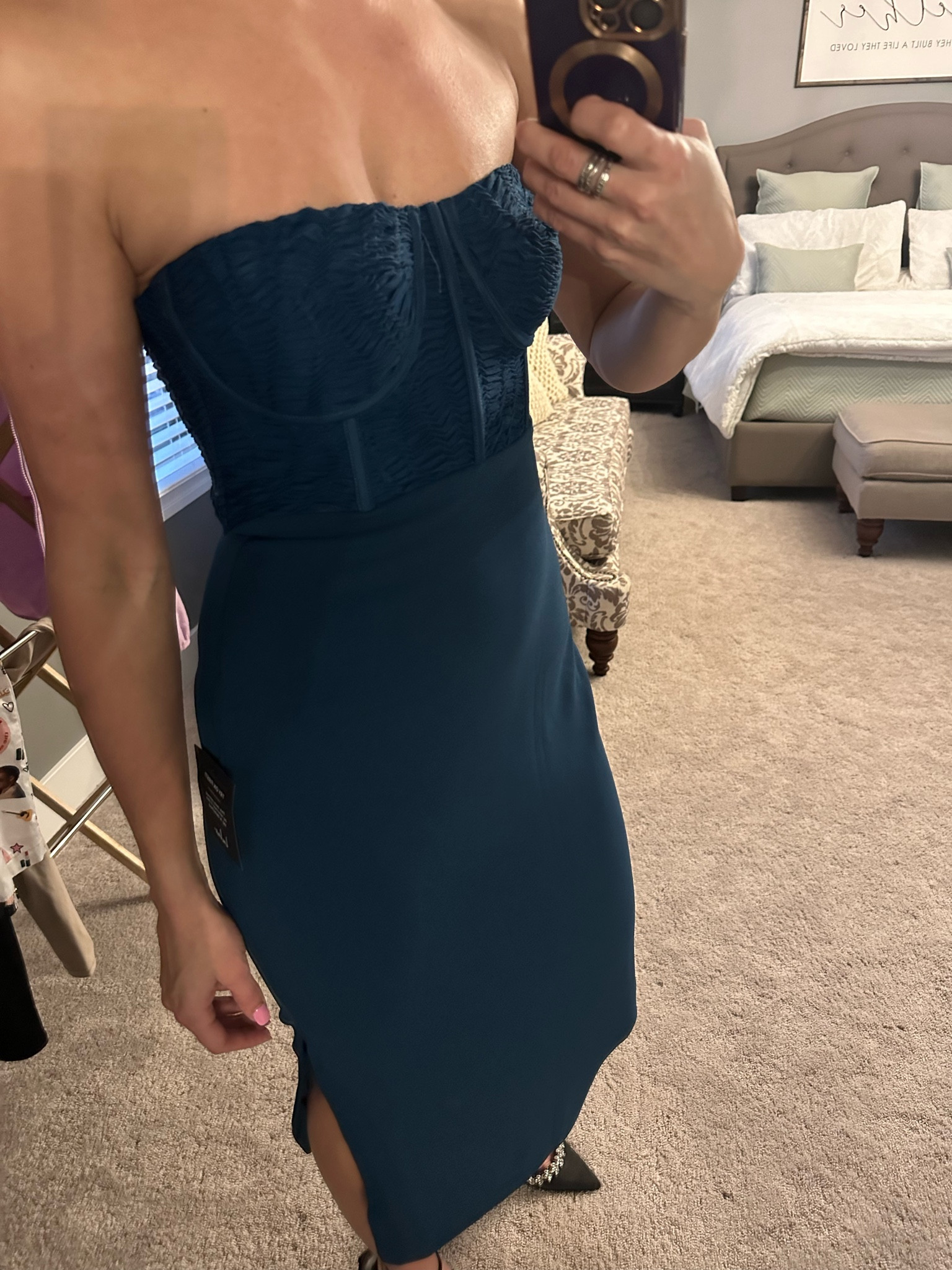 long sleeve spring dress Long Sleeve Square Neck Fit & Flare Midi Dress