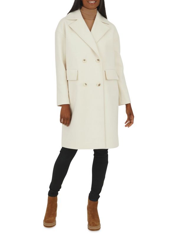 Notch Lapel Double Breasted Coat | Saks Fifth Avenue OFF 5TH