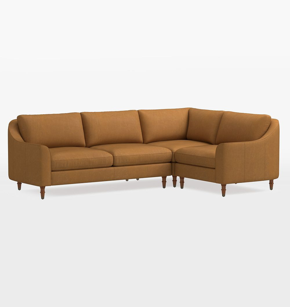 Luisa Leather 3-Piece L-Shape Sectional, Left Arm Sectional - Multi-Cushion - Ellis Leather Sahara | Rejuvenation