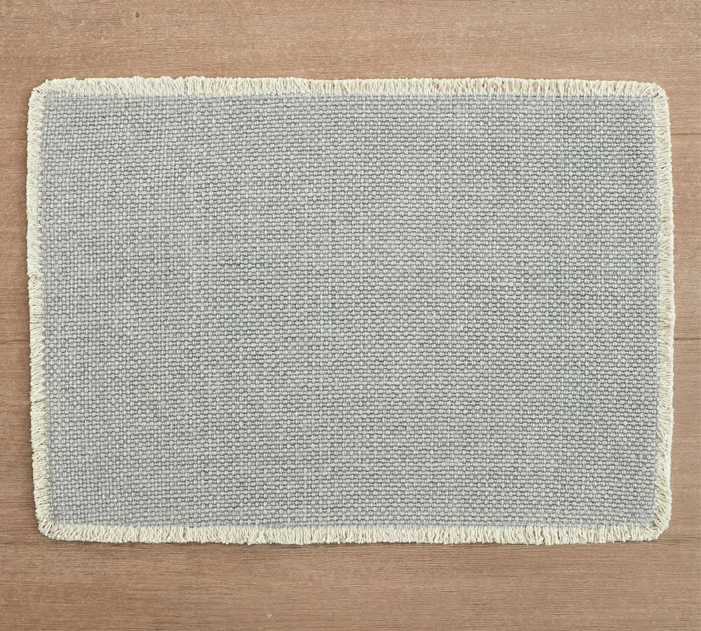 Mason Cotton Fringe Placemats, Set of 4 - Dusty Blue | Pottery Barn (US)