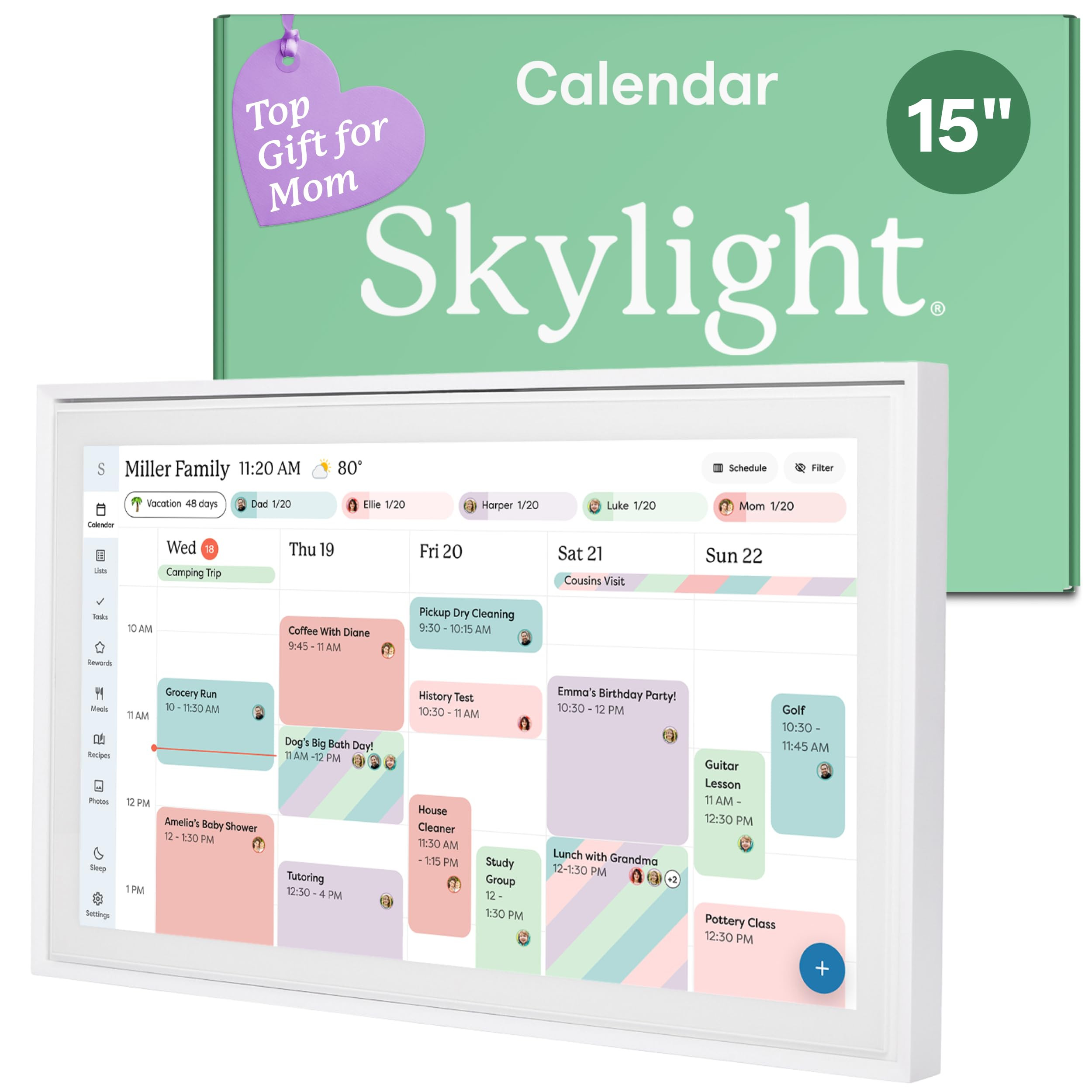 Skylight Calendar: 15-inch Wall Planner Digital Calendar & Chore Chart, Smart Touchscreen Interactive Display for Family Schedules – Wall Mount Included, Great for Organizing Your 2026 Calendar | Amazon (US)