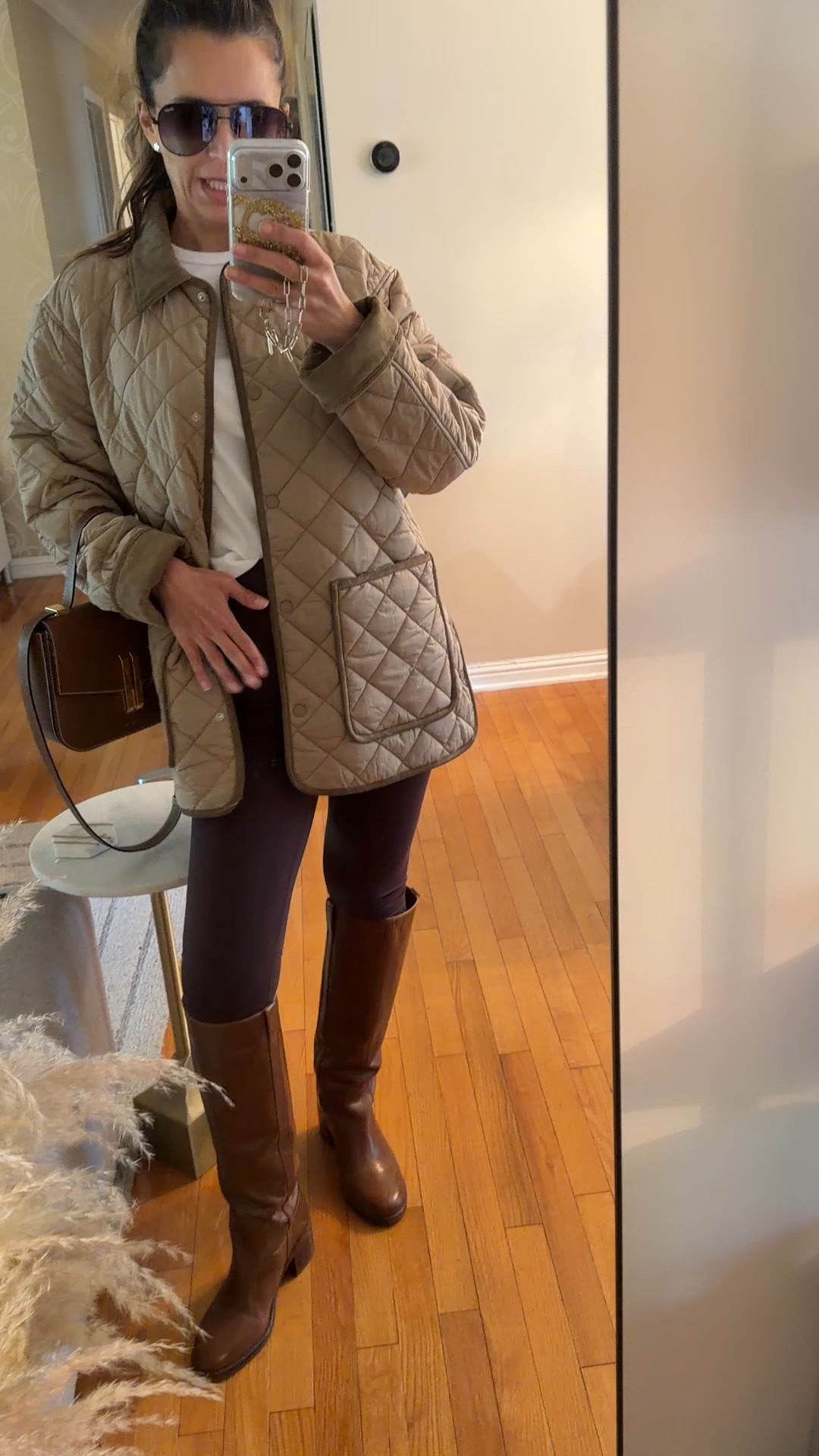 Quilted barn jacket sz S
I’m 5’5” 122 lbs 
Cognac camel tall Boots true to size 


#LTKSeasonal #LTKStyleTip #LTKFindsUnder50