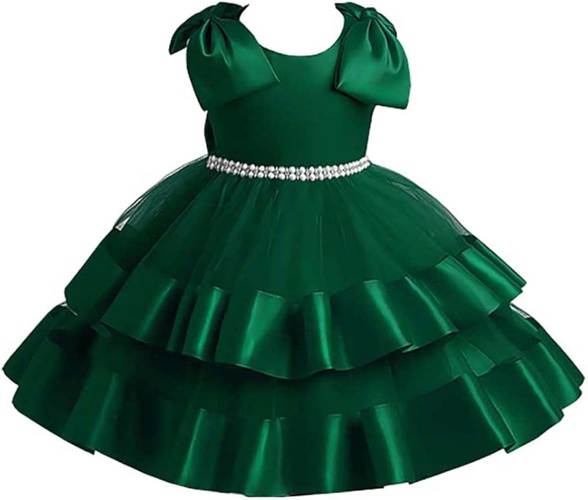 WEONEDREAM Baby Flower Girl Dress with Headwear Kids Party Wedding Pageant Special Occasion Dress | Amazon (US)