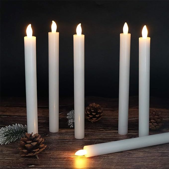 DRomance Flickering Flameless LED Taper Candles Battery Operated with Remote and Timer, Real Wax ... | Amazon (US)