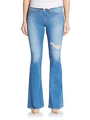 The High-Rise Distressed Flare Jeans | Saks Fifth Avenue OFF 5TH