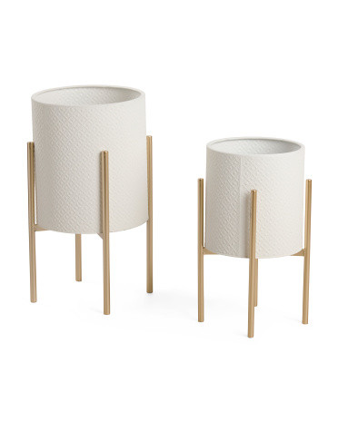 Set Of 2 Diamond Planters On Stand | TJ Maxx