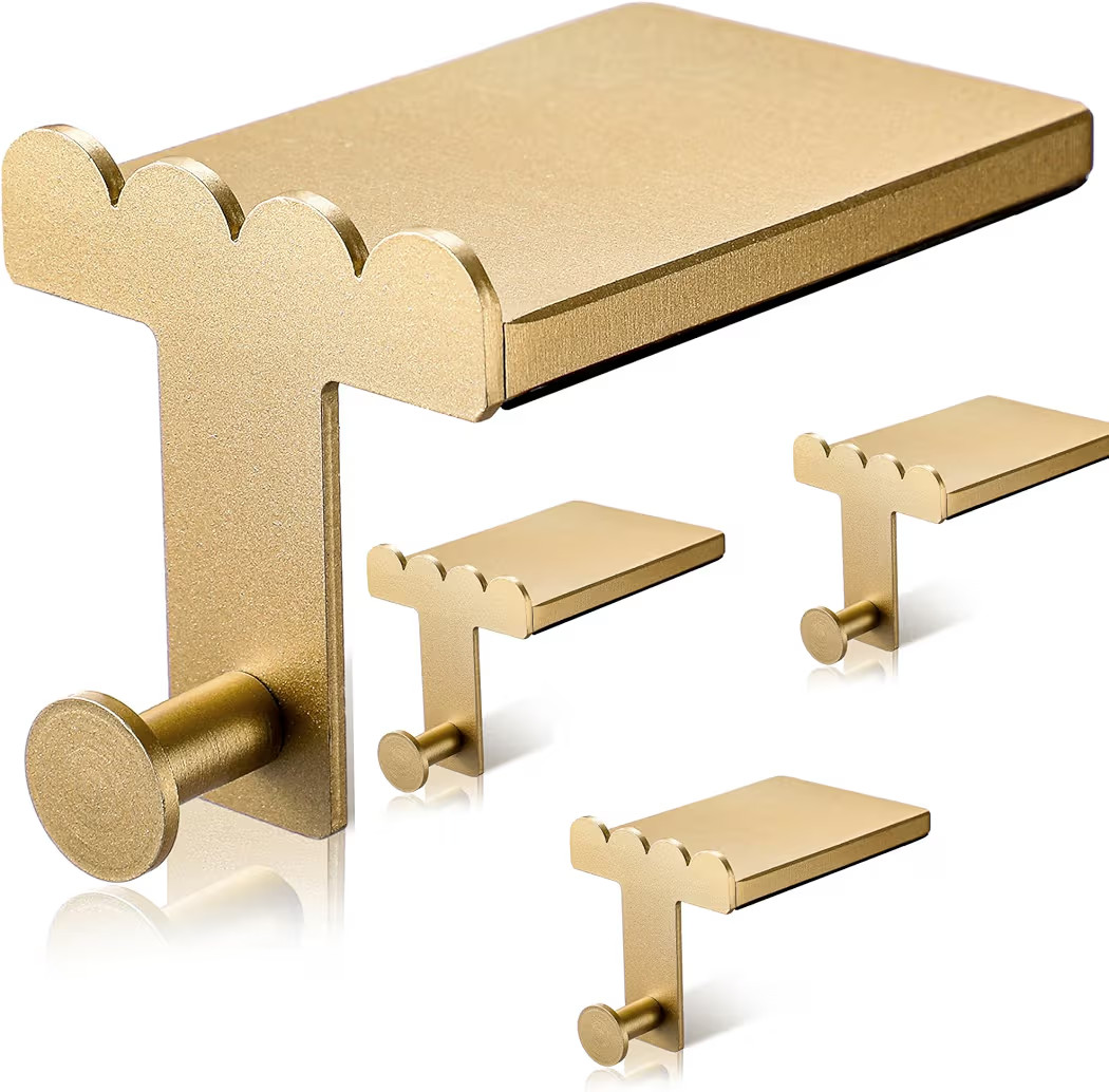 4 Pcs Heavy Duty Christmas Stocking Holders Scalloped Brass Non-Slip Mantel Fireplace Stocking Ha... | Amazon (US)