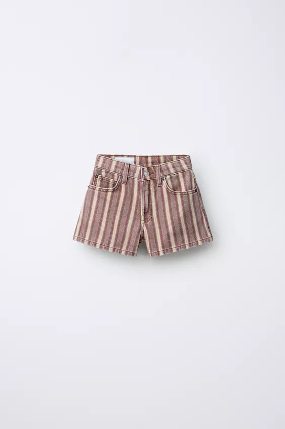 Denim shorts with interior adjustable waistband and front button closure. Front pockets and back ... | Zara US