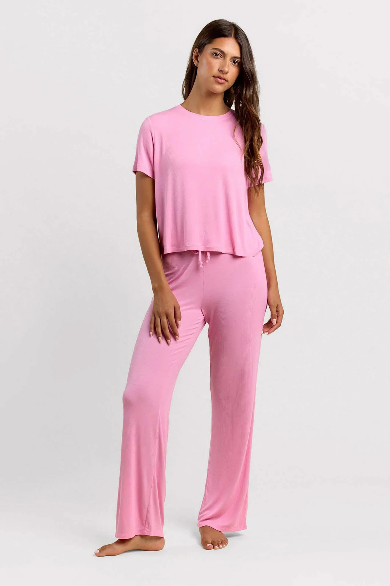 Ribbed Pajama Set | Bubblegum Pink | Nuuds US