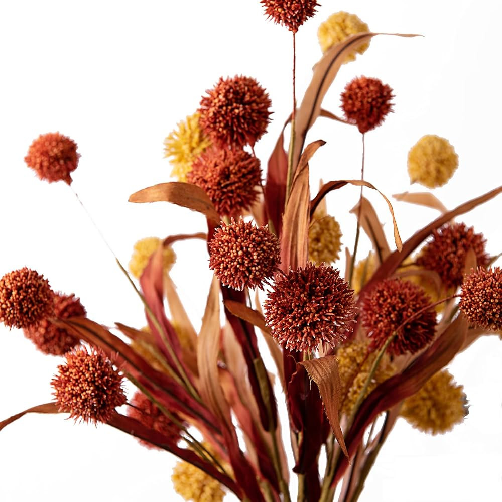 Handmade Artificial Flowers, Thistle Globe Echinops Bouquet, Fake Plant Greenery Bush, for DIY De... | Amazon (US)
