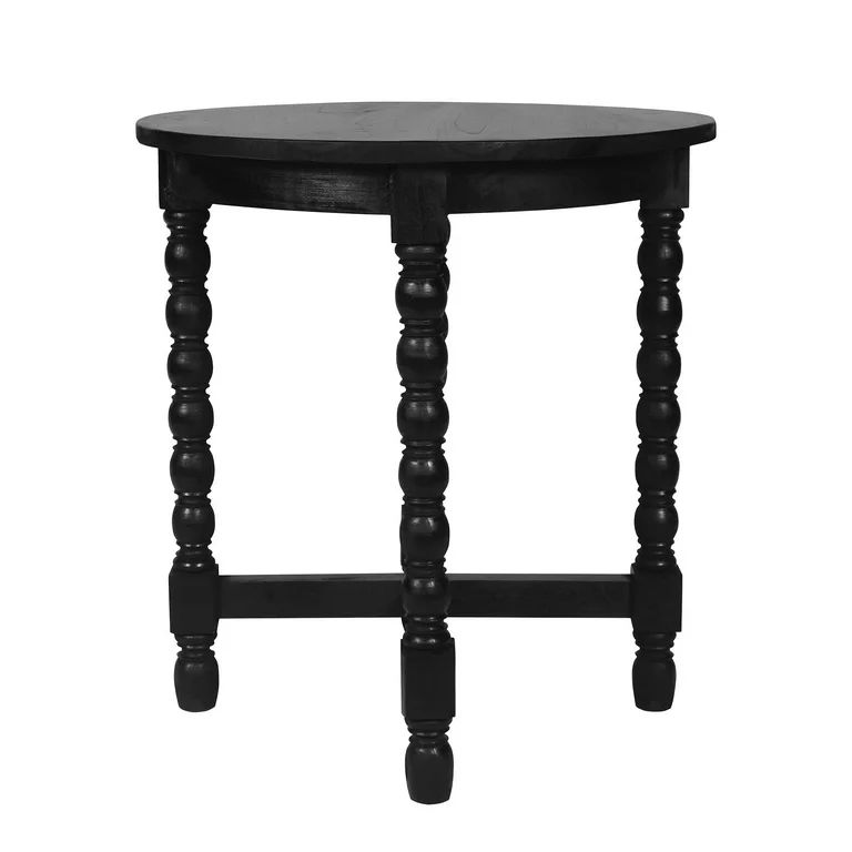 Adair Black Round Solid Wood Accent Table with Bobbin Legs by East at Main 22.5"Dia x 24.5"H | Walmart (US)