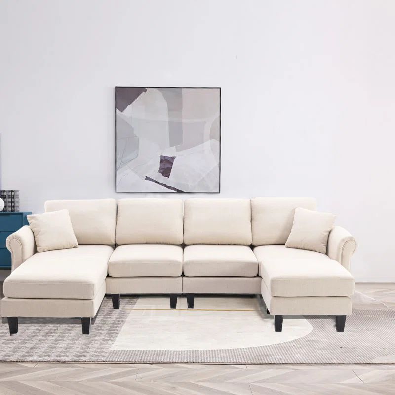 Bennum 108.6" Wide Symmetrical Sofa & Chaise with Ottoman | Wayfair North America