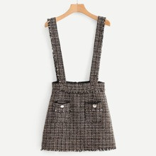 Fringe Trim Tweed Skirt | SHEIN