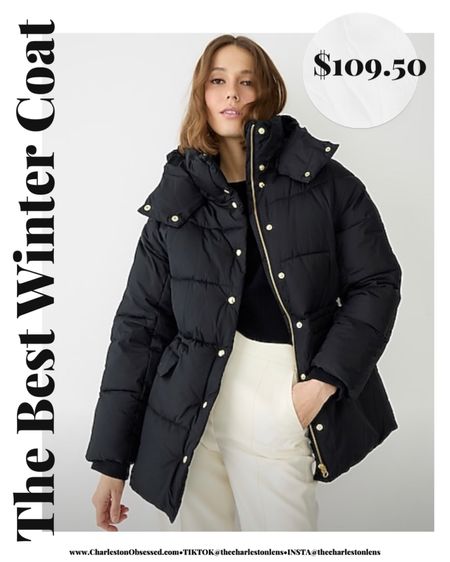 The best winter coat on sale for $109.50. Classic style, enduring quality. Super warm, puffer style parka. I have this J.Crew coat from last year and I will probably have it for the rest of my life. Super stylish and best quality. Right now.#wintercoat #puffercoat #cybermonday #parka