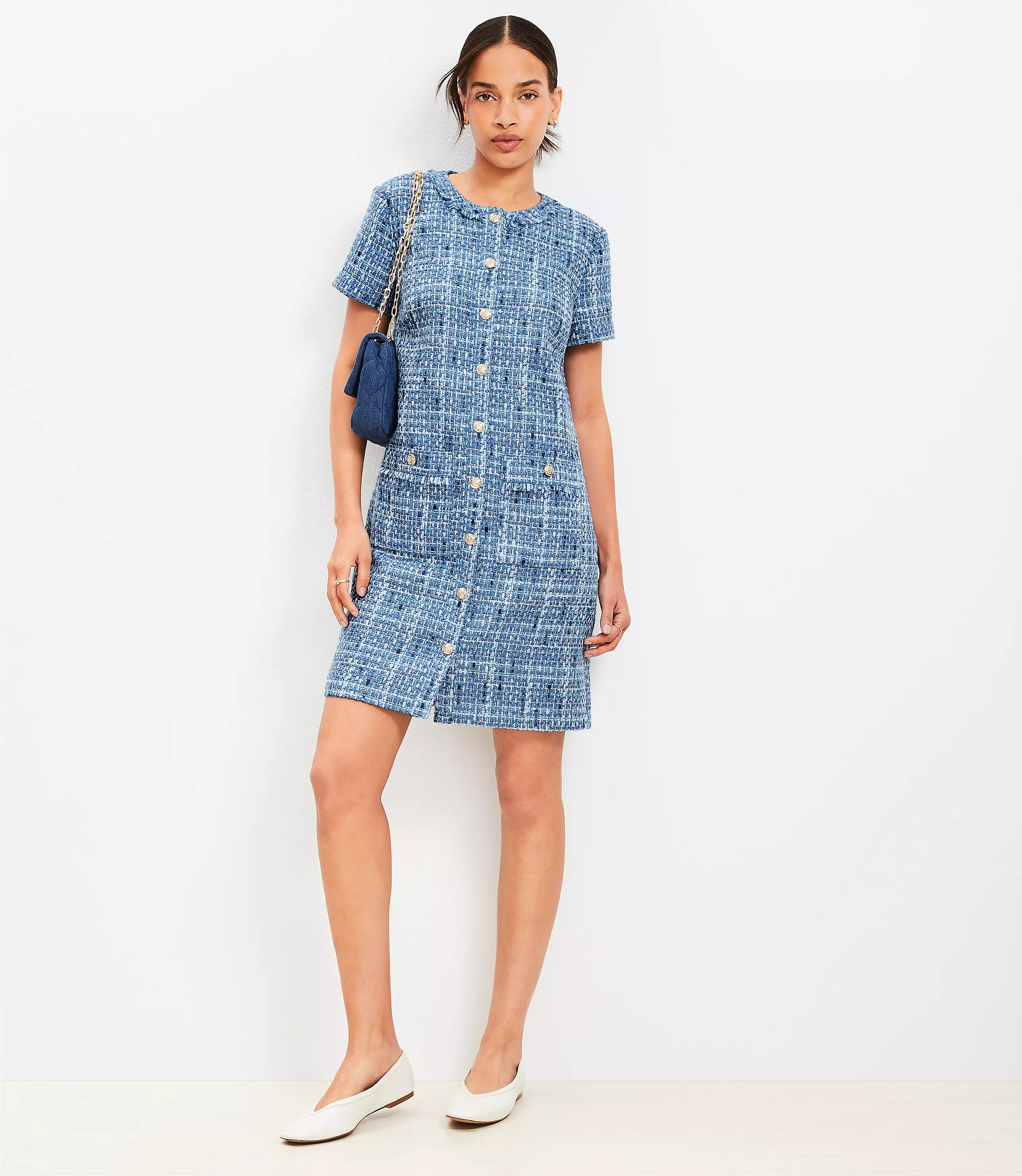 Tweed Mini Pocket Dress | LOFT