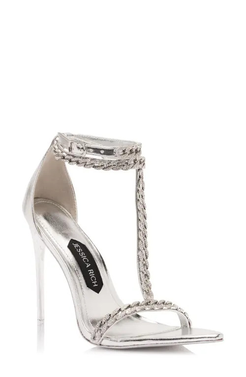 JESSICA RICH Luxe T-Strap Sandal in Silver at Nordstrom, Size 10Us | Nordstrom