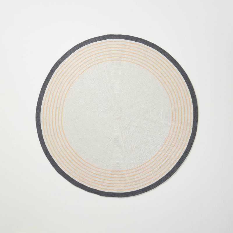 Round Border Stripe Braided Area Rug Neutral - Hearth & Hand™ with Magnolia | Target