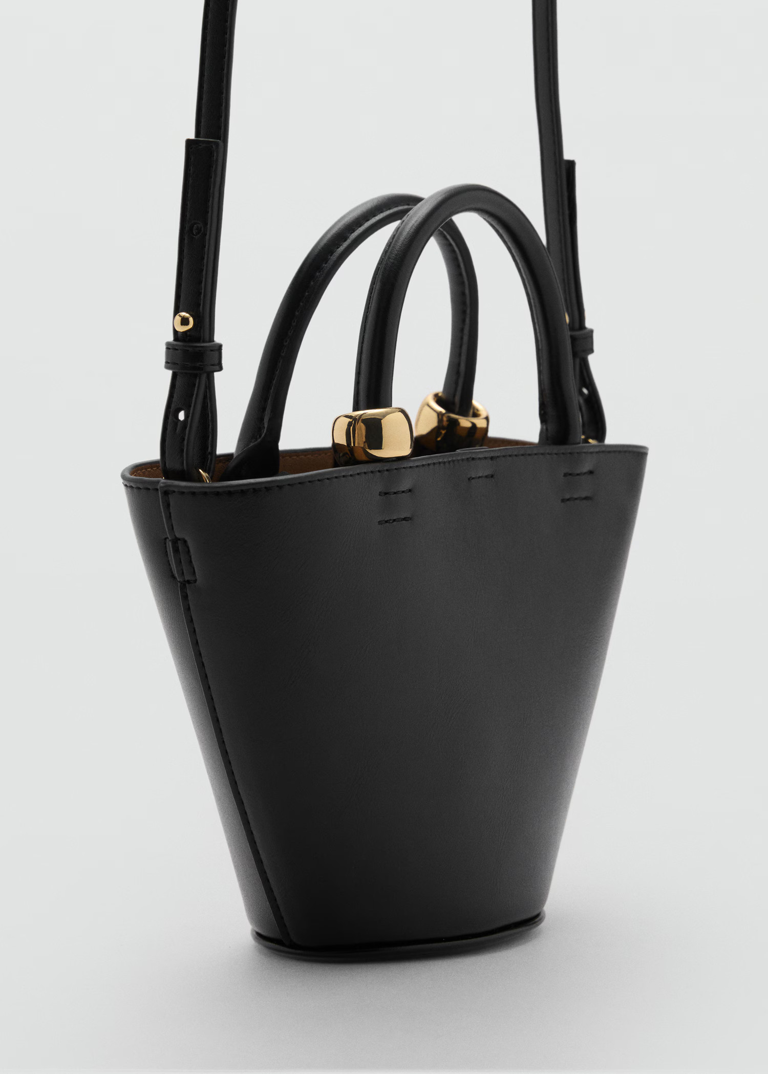 Mini shopper bag with metallic detail - Women | MANGO United Kingdom | MANGO (UK)