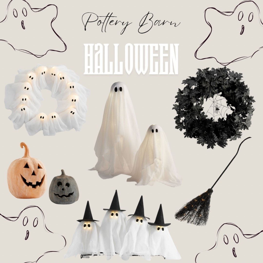 Halloween by pottery barn … how cute is this ghost wreath ?! Pumpkins come in 3 different colors and 2 different styles 

Pottery barn, Halloween, Halloween decoration, wreath, 

#LTKSeasonal #LTKFindsUnder100 #LTKHome