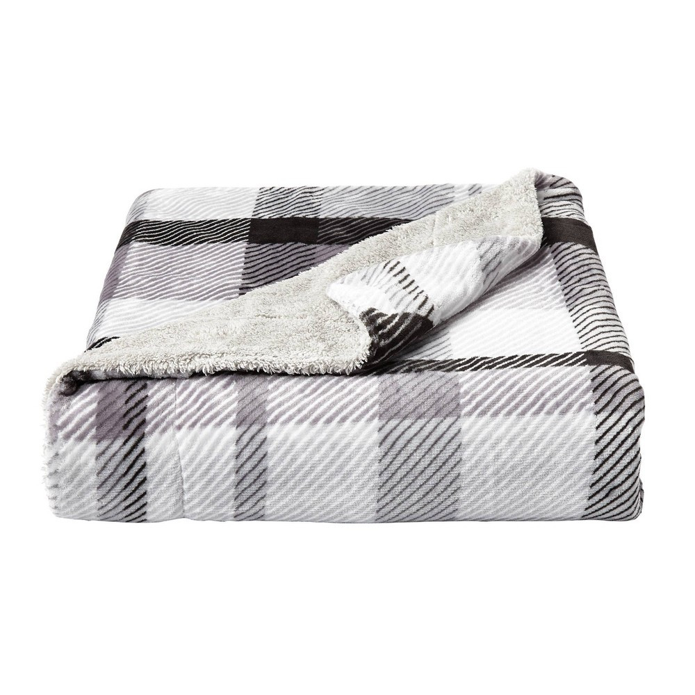 Oversized Sherpa Fleece Plaid Throw Phantom - Yorkshire Home, Size: 60x70 inches | Target