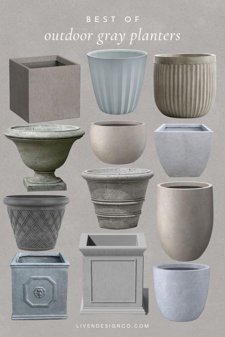 Gray outdoor planter. Fiberstone planter. Patio decor. Front porch planter. Glazed planter. Box planter. Fluted planter. Ceramic planter. Flower pot. Traditional planter. Modern planter. Tall planter. Urn planter. 

#LTKSeasonal #LTKHome #LTKFindsUnder100